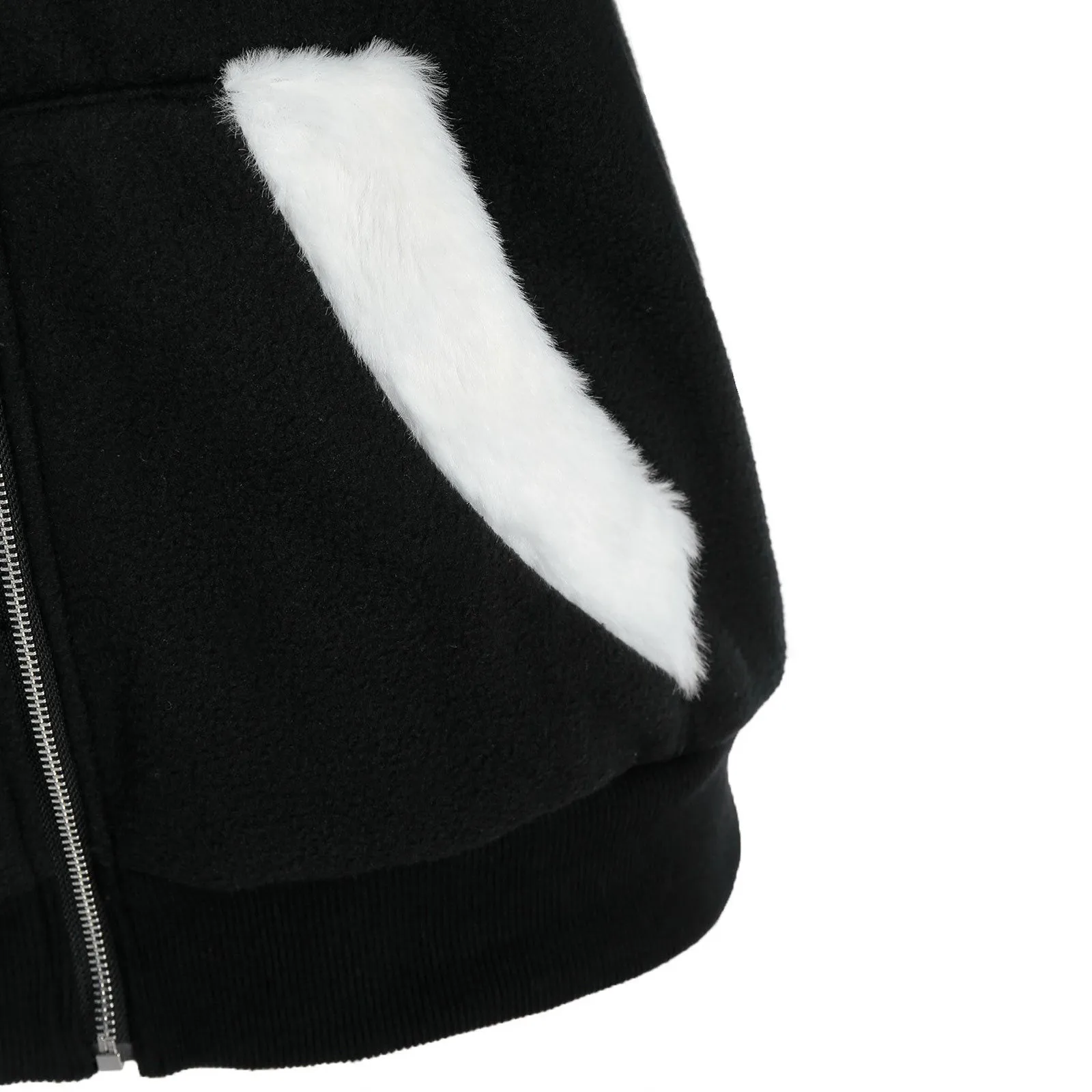 Unisex Long Sleeve Cosplay Cat Ear Faux Furs Insert Zip Up Hoodie Sweatshirt Streetwear Women Oversized Hoodies Moletom Feminino