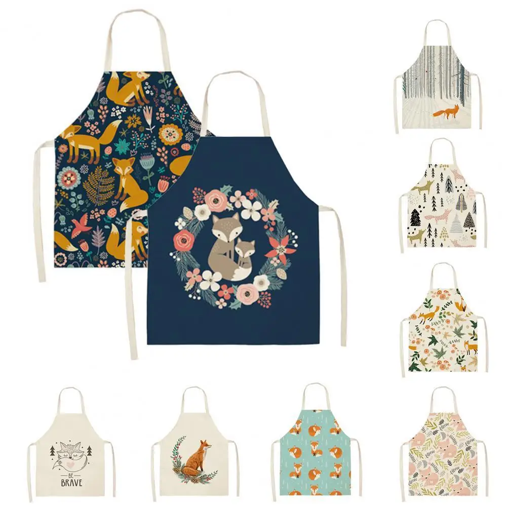 

Универсальный фартук с мультяшным принтом лисы, кухонный фартук, товары для дома, кухонный фартук