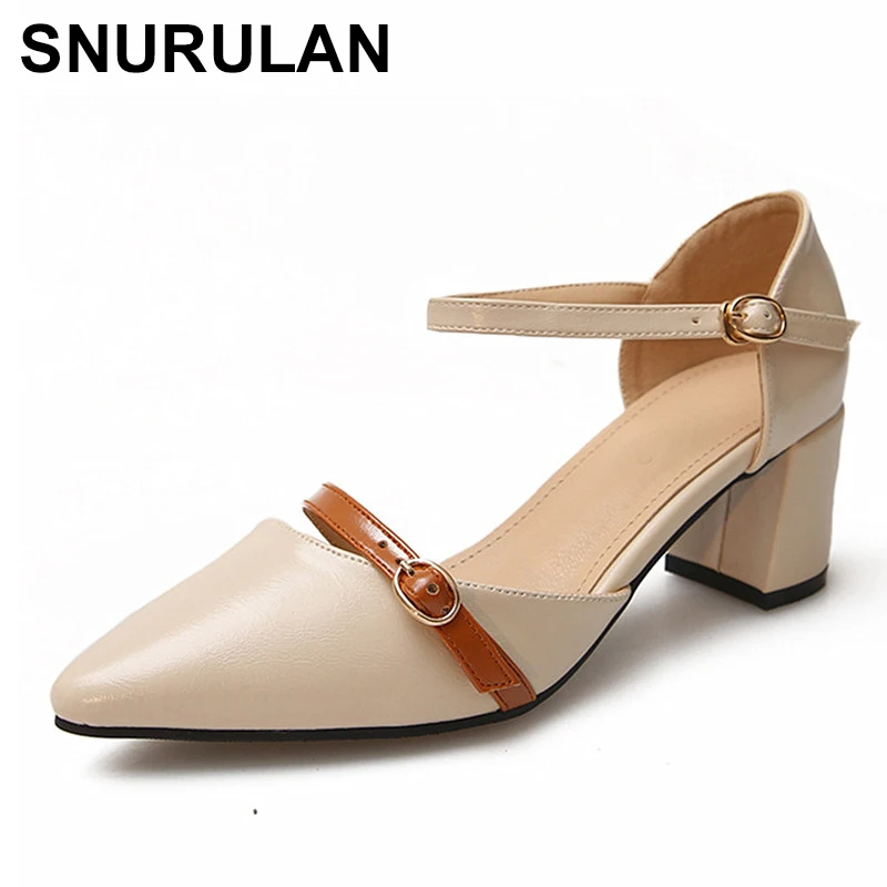 

SNURULAN Туфли Мэри Джейн на каблуке из микрофибры; Полосатые летние туфли-лодочки с ремешками и пряжкой женская обувь с острым носком