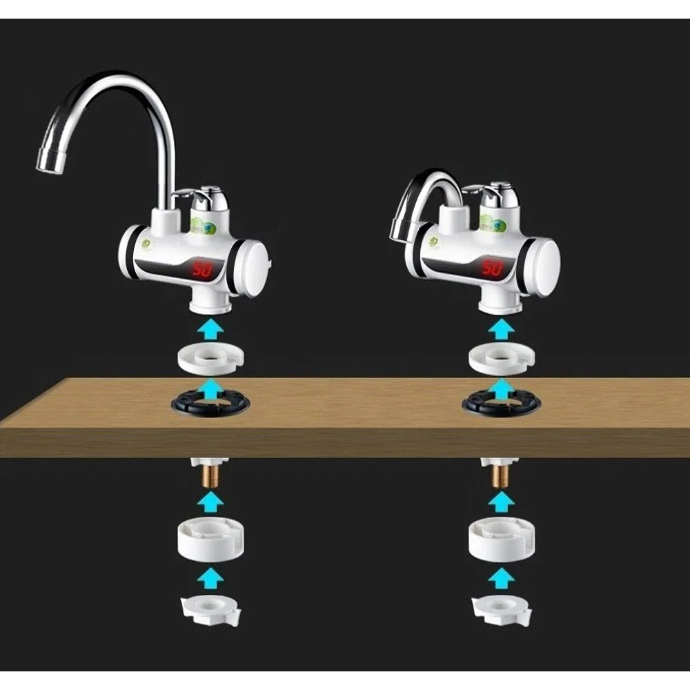 

Tankless Electric Faucet Kitchen Instant Hot Faucet Water Heater Water Heating 3000W Temperature Display Instant Hot Water Tap