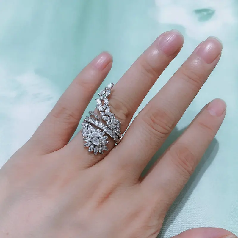 

Bilincolor fashion white crystal cubic zirconia trendy special design big open ring for women