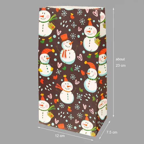 snowman 10 шт крафт-бумажные пакеты Счастливого Рождества снеговик в форме снежинки для печенья конфет сумочки для упаковки подарков рождественские украшения вечерние подарки - Цвет: snowman