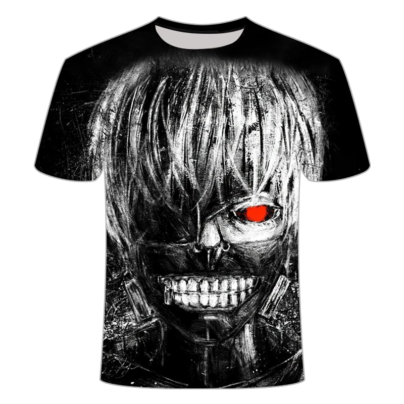 

Funny 2021 Tokyo Ghoul T-Shirt Men's Blood Casual Ken Kaneki 3D Printing Shirt Japanese Anime Costume Cosplay Top