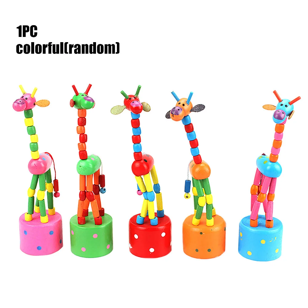 

Push Up Cute Rocking Giraffe Toy Early Learning Kids Baby Dancing Stand Intelligence Developmental Random Color Wooden Puppets