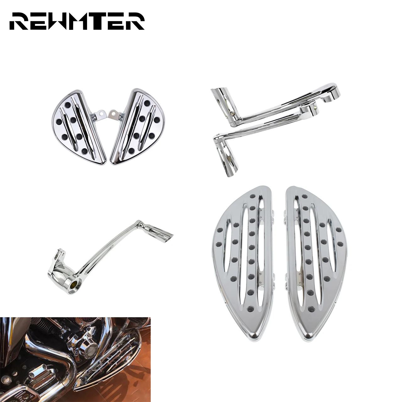 

Floorboards + Brake Arm + Heel Toe Shift Lever + Passenger Footboard Chrome Kits for Harley Touring 08-16 Softail 2000-2016