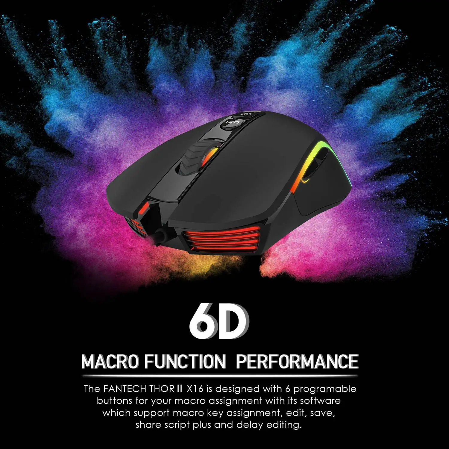 FANTECH X16 профессиональная игровая мышь 4200DPI Регулируемая 6 кнопок Макросъемка для