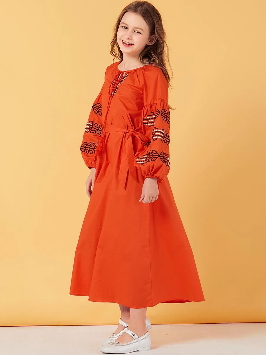 Женское зимнее платье с длинным рукавом и вышивкой|Женские платья| |