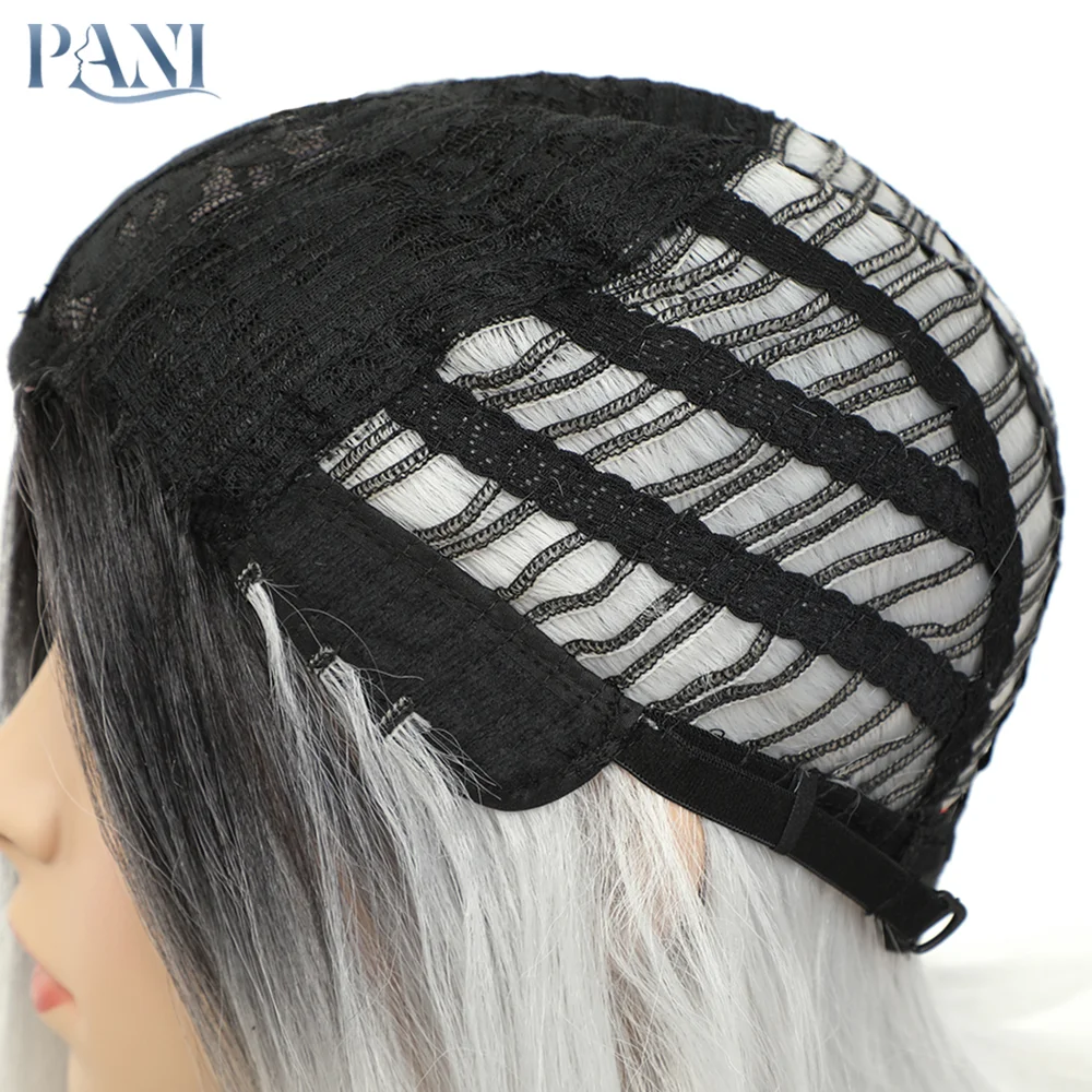 PANI женские короткие парики парик из серебристого Боба с темным корнем