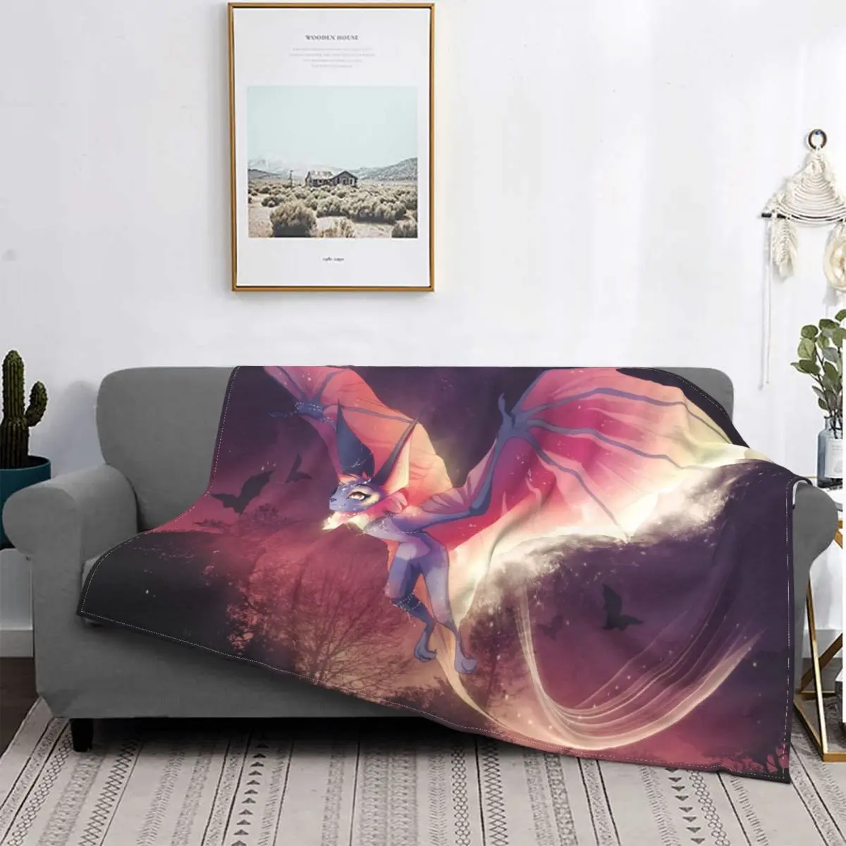 

Bat Pattern Bats Blanket Flannel Summer Attack Multi-function Super Warm Throw Blanket for Bedding Couch Rug Piece