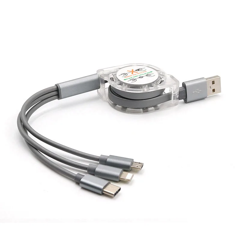США 3 в 1 Выдвижной Мульти usb кабель для зарядки Micro usb type C Шнур зарядное устройство для мобильного телефона многофункциональный удлинитель линии передачи данных - Тип штекера: США