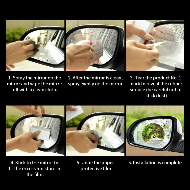 Непромокаемая противотуманная пленка на зеркало заднего вида автомобиля