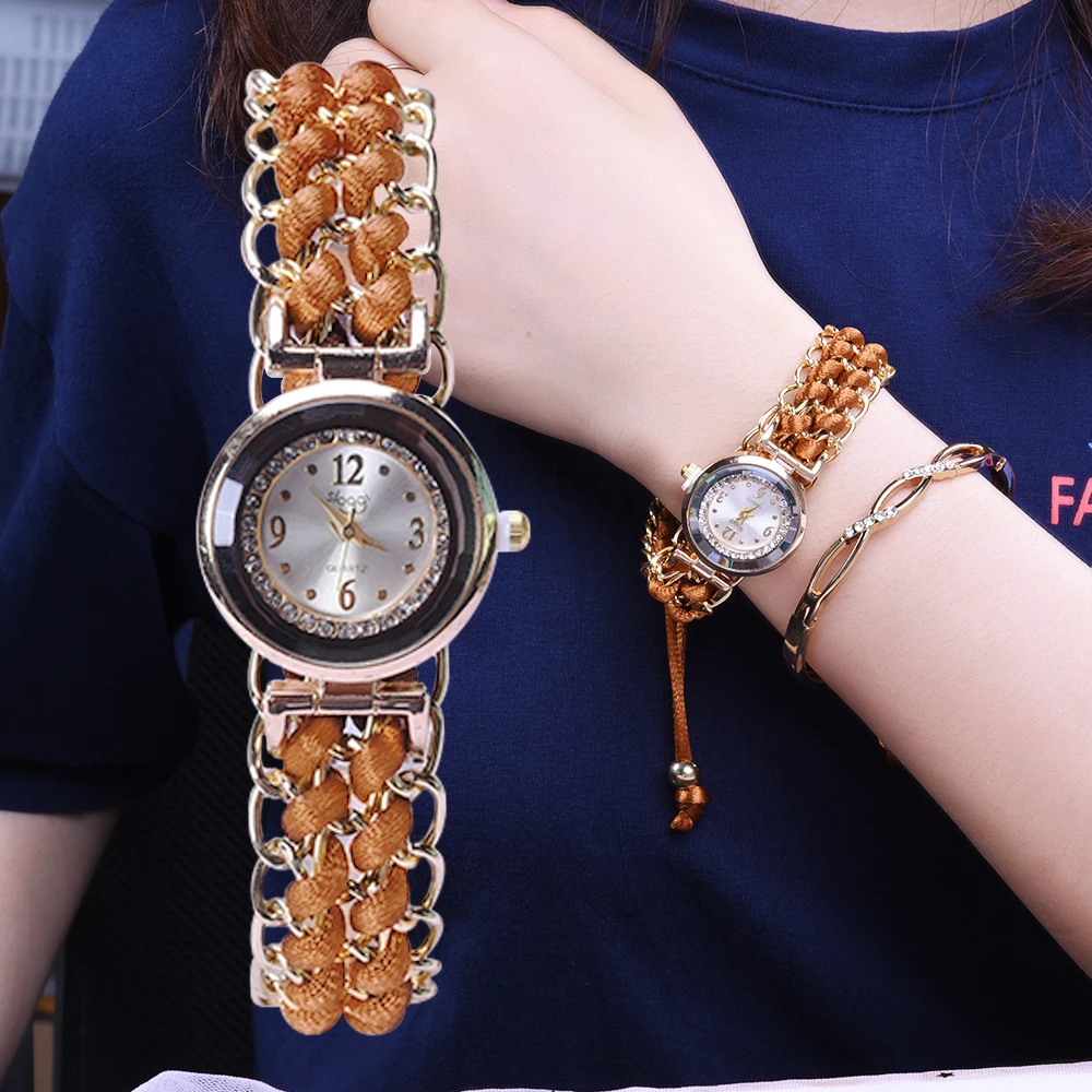 2019 Роскошные брендовые модные тесьма для вязания со стразами женские часы