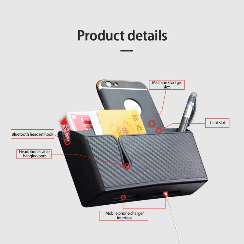 

Car Storage Bag Car Vent Dashboard PVC Leather Storage Box Glasses Telephone Base Storage Box Car Interior Accessories