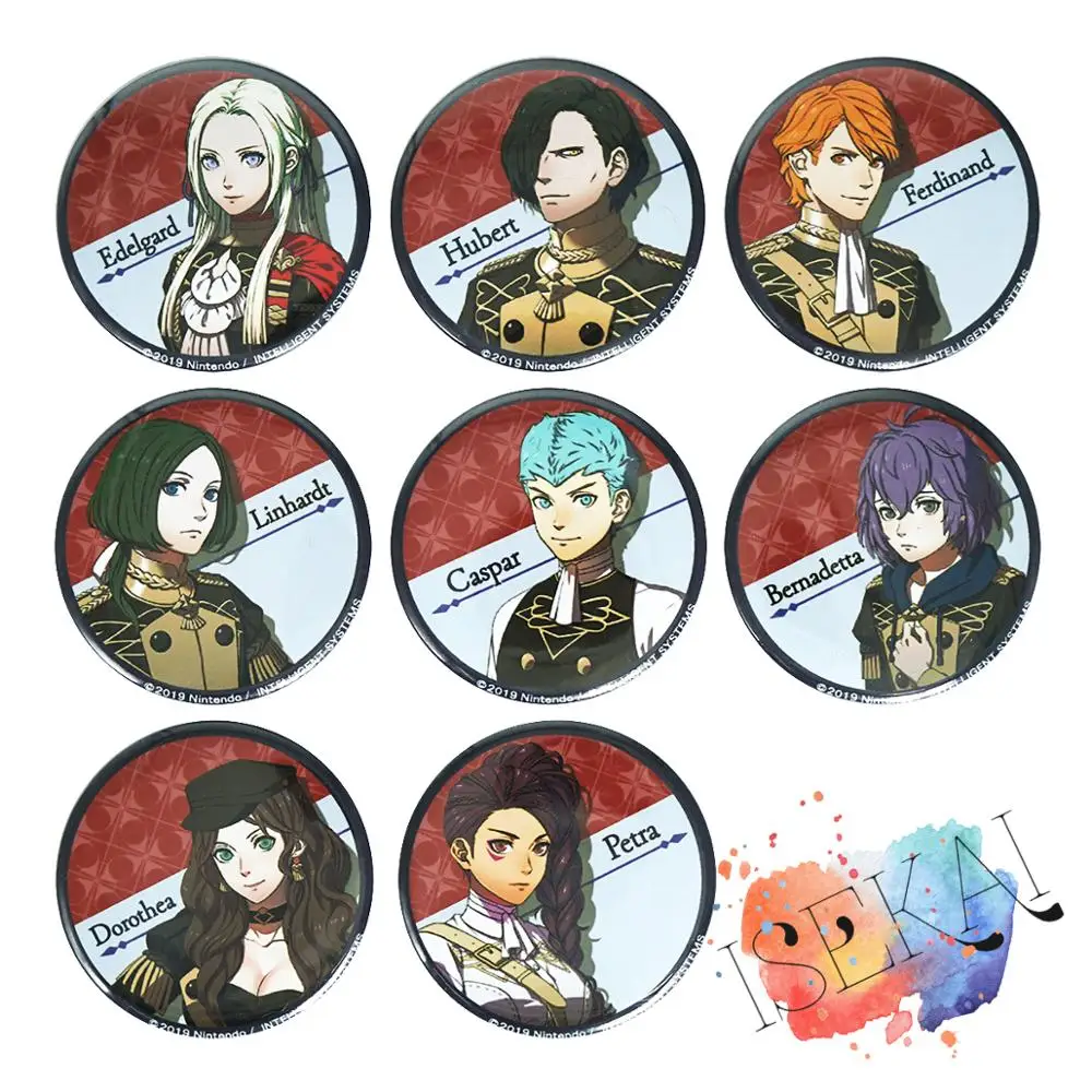 50 мм огненная эмблема: игра в трех домах значок Edelgard von fresberg Petra Caspar Dorothea Ferdinand Linhardt металлический значок брошь булавки