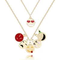 classic smile charm necklaces for women girls smiley face pendant happy statement chain jewelry gifts