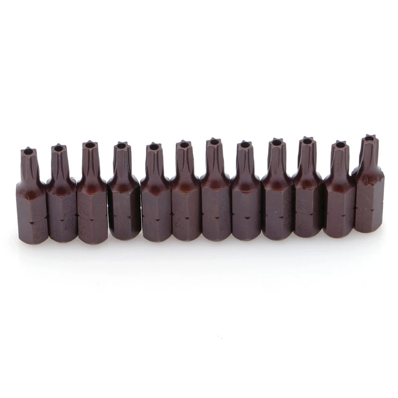 

12Pcs T20 1/4" Hex Shank Magnetic Torx Security Screwdriver Bits With Hole 25mm