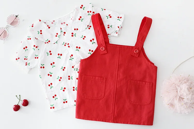 Комплект летней одежды для маленьких девочек шорты рукава рубашка платье на