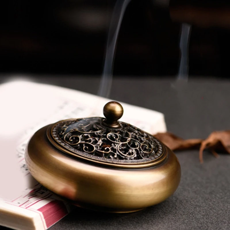

Indoor Copper Incense Burner Aromatherapy Natural Aroma Incense Coil Fragrance Censer Holder Room Home Decoration