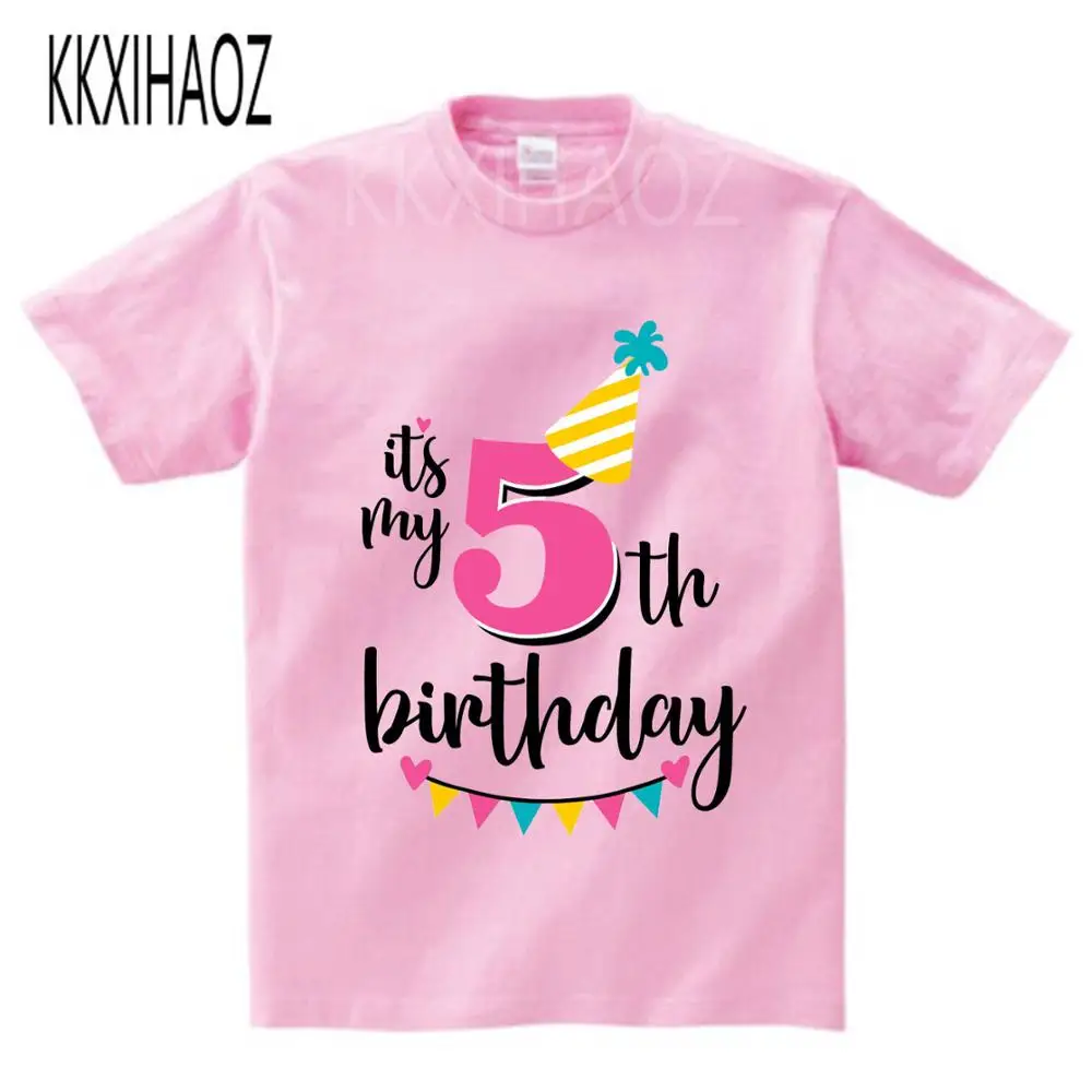 

Baby Girl clothes Happy Birthday Number 5~6th t shirt Kids Birthday T shirt Boy Christmas Black Friday Gift Clothing