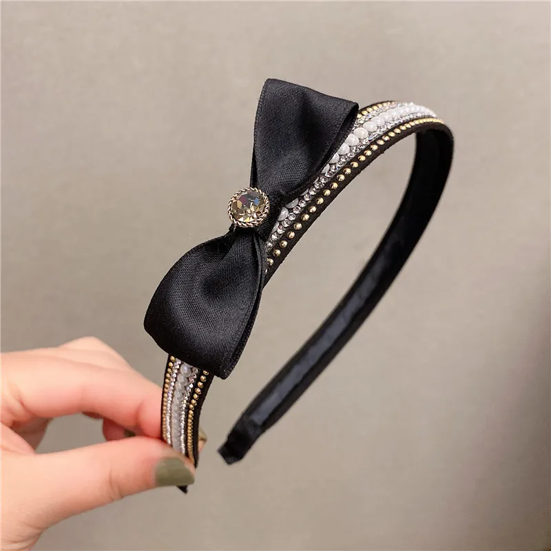 

Korean Style New Girl Headdress Retro Nostalgic Fairy Bow Floral Imitation Pearl Headband for Women Fashion Hair Accessories