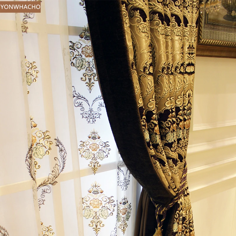 Занавески на заказ роскошная Европейская вилла гостиная плотная шениль