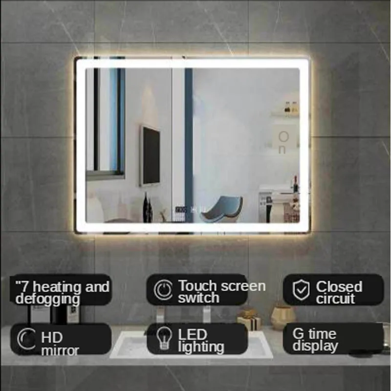 60x80cm LED vanity mirror hotel bathroom toilet with lamp anti-fog smart touch | Лампы и освещение