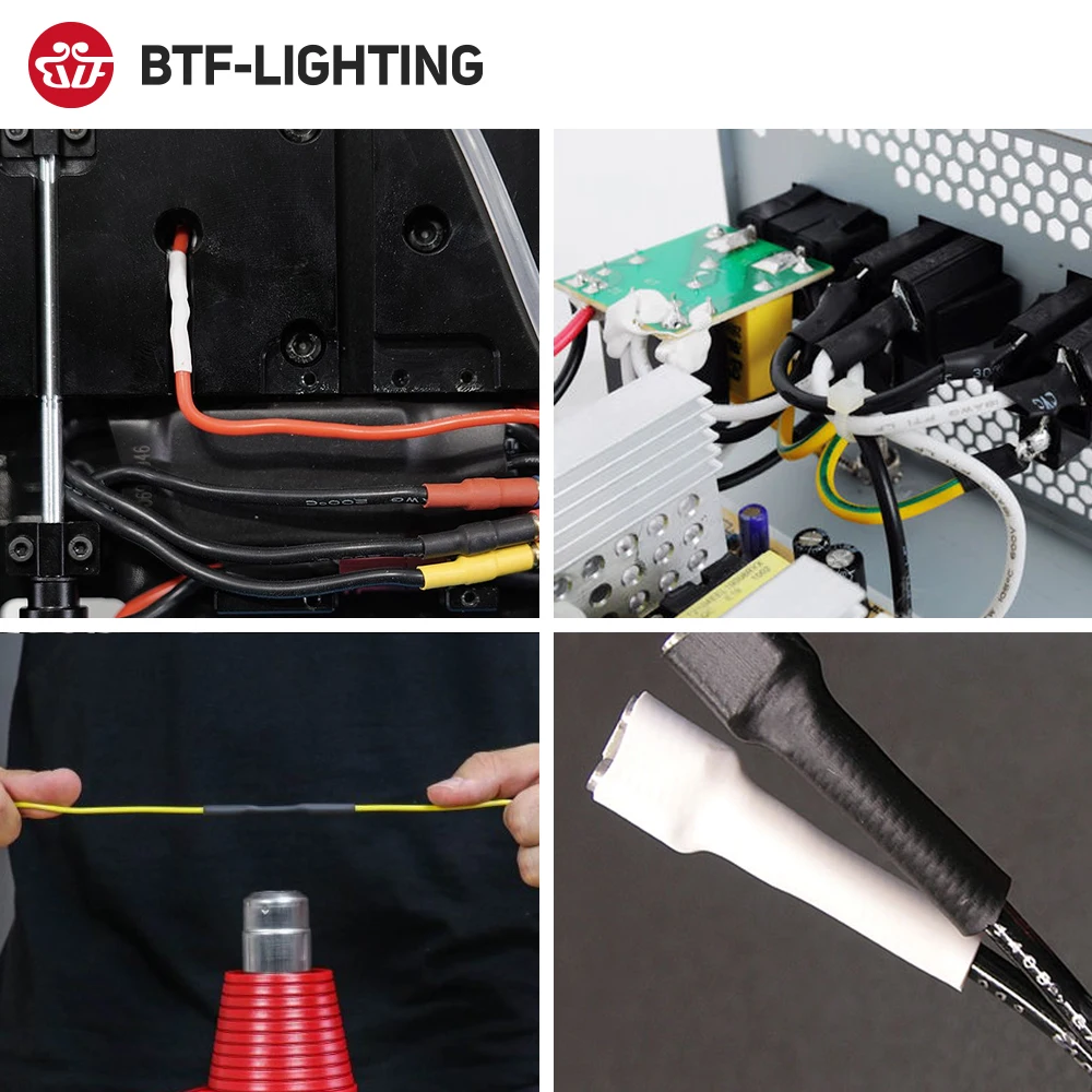 Трубка термоусадочная черная/белая 5 метров для светодиодных лент SMD WS2812B WS2811 WS2815 8