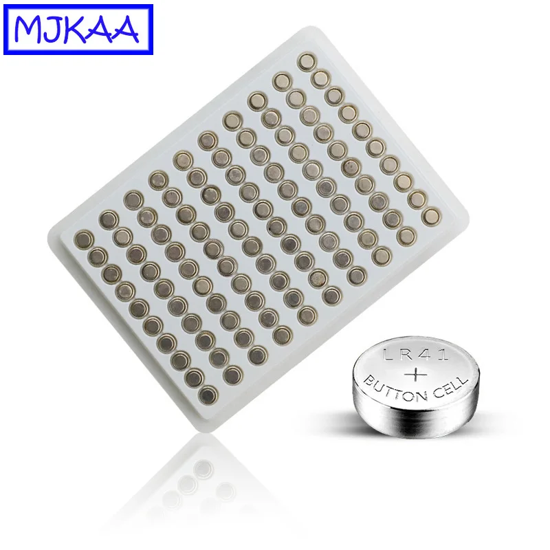 100 шт./лот LR41 AG3 1,5 V Щелочная батарейка-кнопка SR41W 392 192 GP192A LR736 для фонарей игрушки часы монета батарейки-таблетки