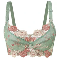 womens big size full coverage floral embrodiery ultra thin bra lingerie 36 38 40 42 44 46 48 b c d e f