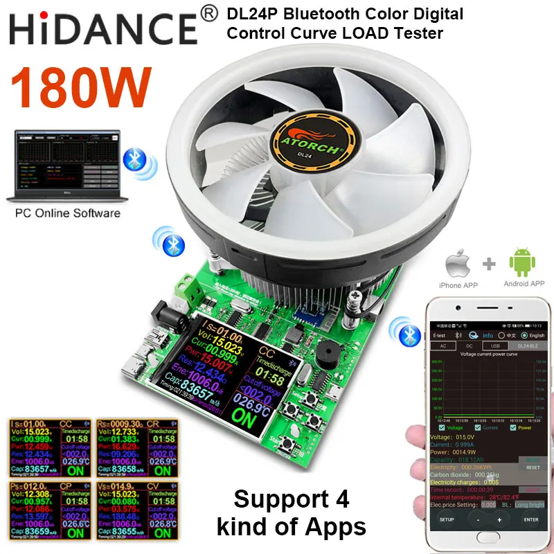 200V20A180W регулируемый постоянный ток электронная нагрузка батарея тестер usb dc 12V24V свинцово-кислотный литиевый разрядный измеритель емкости
