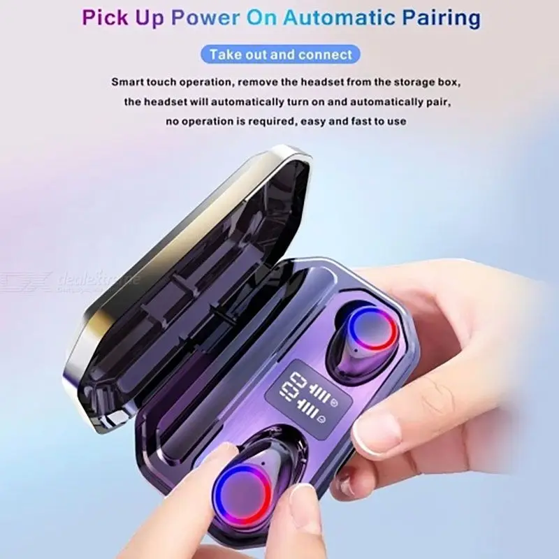 m12 tws bluetooth 5 0 wireless earbuds mini in ear earphones with surround sound auto pairing led display emergency light free global shipping