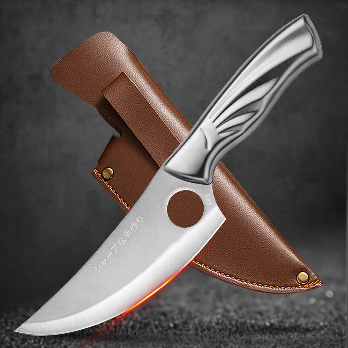 

Chef Knife Stainless Steel Butcher Knife Outdoor Hunting Kitchen Knife for Meat Fish Fruit Vegetable Boning Knife Cleaver Knife