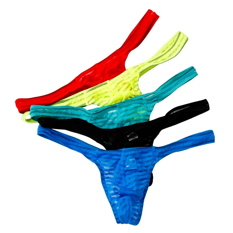Сексуальное мужское нижнее белье трусы в полоску стринги брифы мужские с низкой