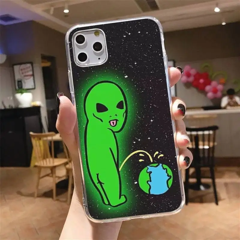 

Aesthetics Cute Cartoon alien space Phone Case Transparent soft For iphone 5 5s 5c se 6 6s 7 8 11 12 plus mini x xs xr pro max