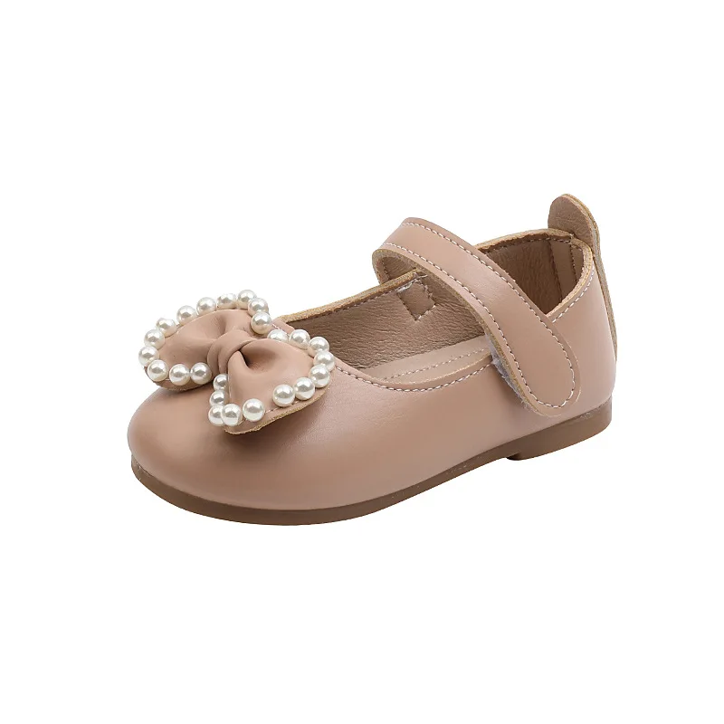 

Новинка 2021, туфли принцессы с жемчугом и бантом для детей, с мягкой подошвой, обувь для девочек, кожаные туфли для девочек, милая повседневна...