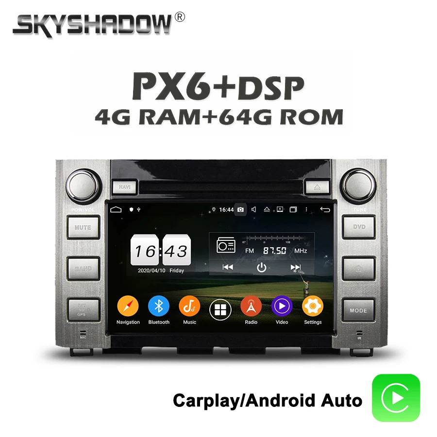 720P беспроводной Carplay PX6 автомобильный DVD плеер Android 10 4G + 64G GPS RDS радио Wifi Bluetooth 5 0 для
