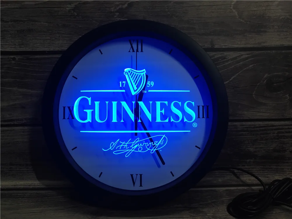 

0E057 Guinness Alec Arth пивной бар-клуб APP RGB 5050 светодиодные неоновые световые вывески настенные часы