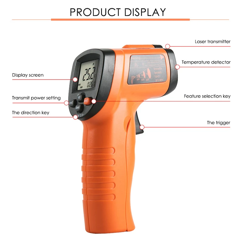 

Industrial Infrared Thermometer Digital Thermometer High Precision with Backlight LED Digital Display GK99