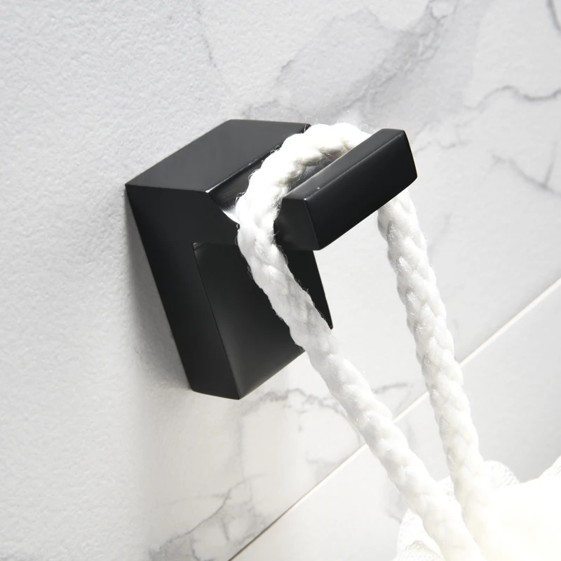 Простой медный однотонный черный крючок для пальто в ванную комнату ключей