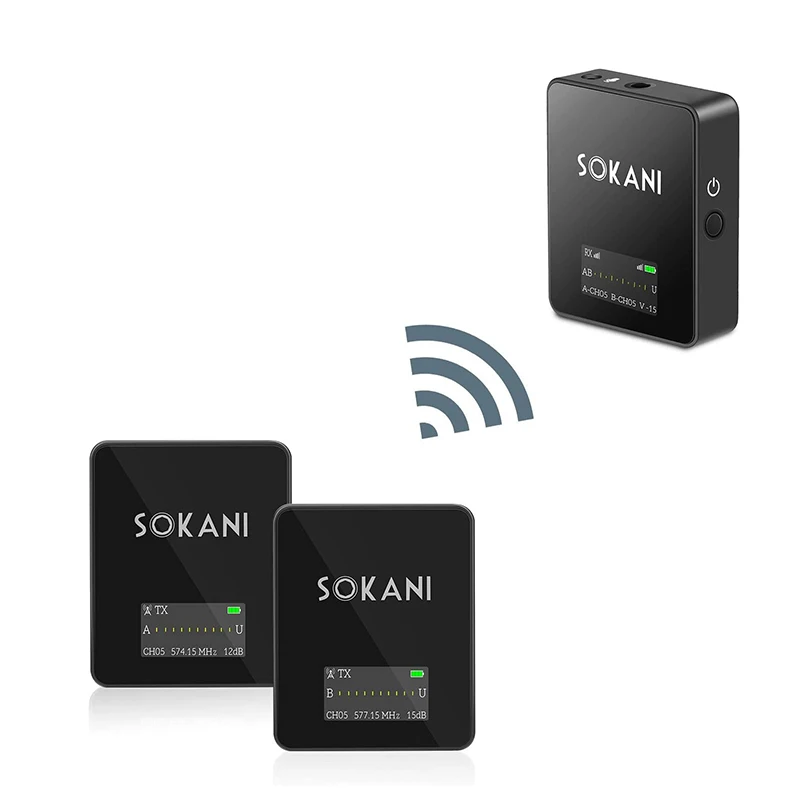 Микрофон Sokani Tiny Twin UHF беспроводной петличный микрофон на лацкане для