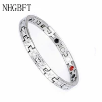 nhgbft stainless steel mens bracelet hematite healing energy bracelet bangle adjustable jewelry dropshipping
