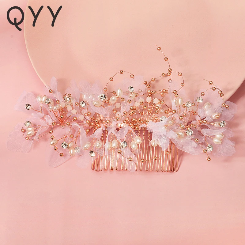 

Гребень для волос с жемчужинами и цветами ручной работы, аксессуары для женщин, свадебная бижутерия для волос для невесты, вечерний головно...