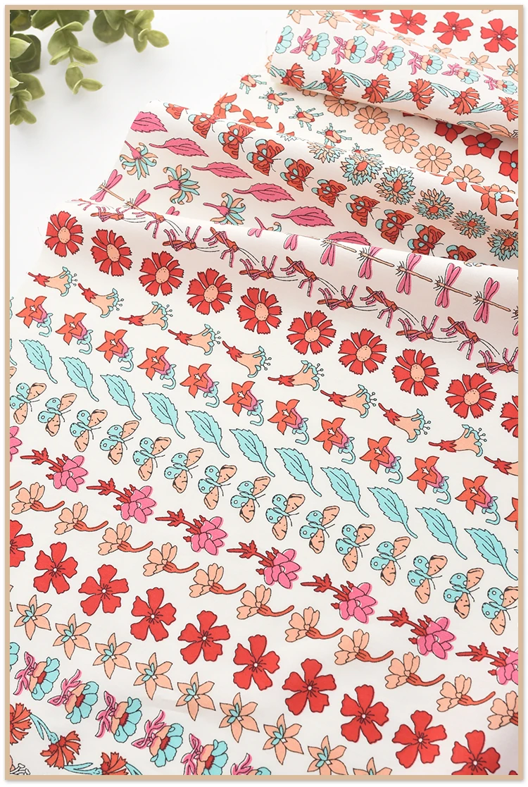 

Pure Cotton High Count Butterfly Flower Wall Fabric Clothes Skirt Children's Clothes Shirt Dress Handmade DIY Fabric