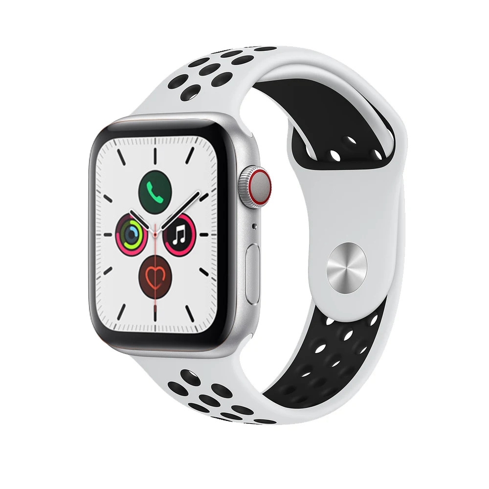 Силиконовый ремешок для apple watch 5 4 band correa apple watch 44 мм 40 мм 42 мм 38 мм iwatch 5 4 3 2 1 спортивный браслет на запястье - Цвет ремешка: white black