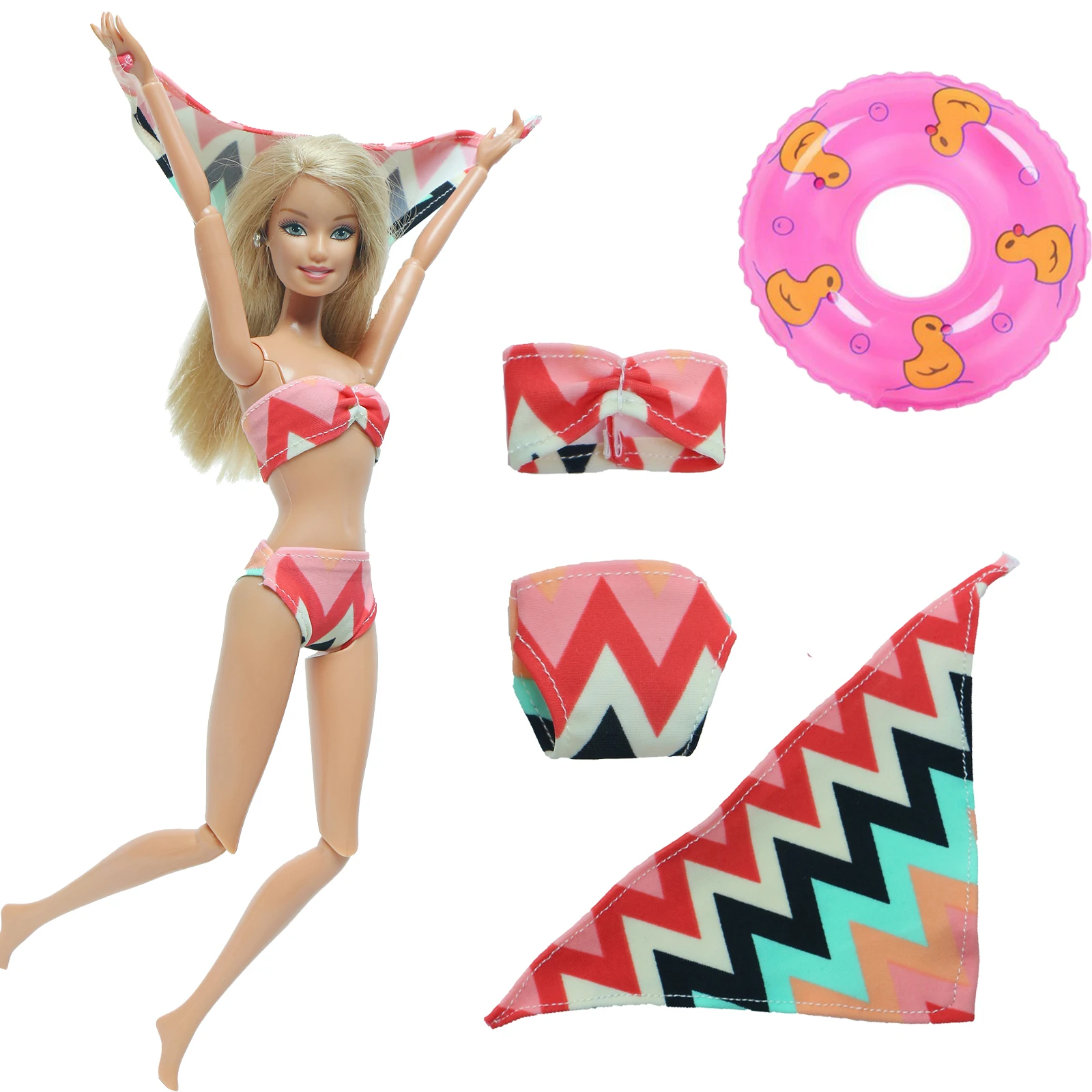 Модный смешанный стиль пляжный купальник бикини + розовый купальный буй