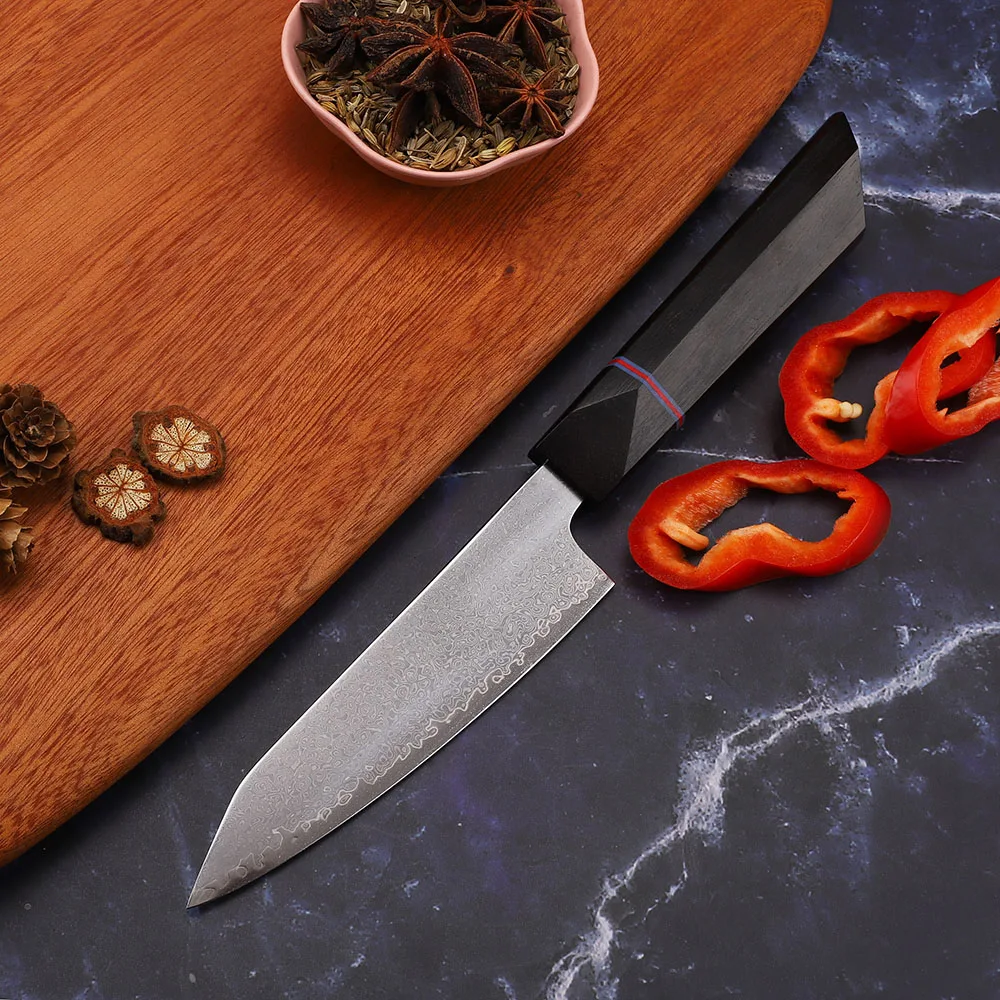 

Лезвие из дамасской стали VG10, 67 слоев, ручка из черного дерева для кухни, улицы, кемпинга, фруктов, повседневного использования, универсальны...