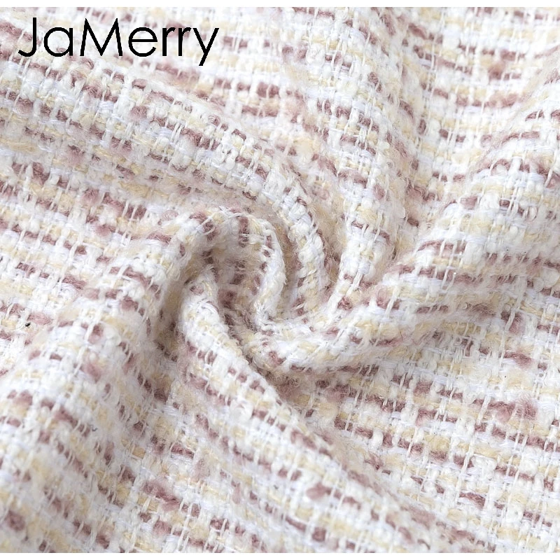 JaMerry, винтажный комплект из двух частей, твид, искусственный мех, женские комплекты, Осень-зима, юбка, костюм, наборы, пэчворк, однобортный, для офиса, женские костюмы