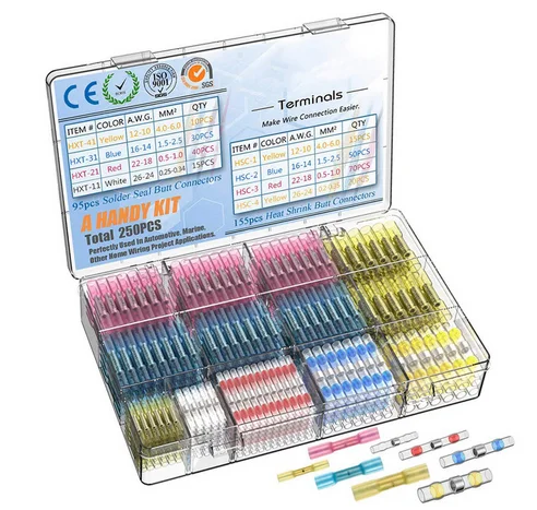 

10/30/50/80/200PCS Solder Seal Wire Connectors Heat Shrink Wire Connectors Insulated Waterproof Electrical Butt Terminals