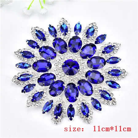 blue in silver Высокое качество прозрачный кристалл AB аппликация СТРАЗА свадебное платье украшение стеклянные нашивки со стразами шитье для одежды DIY ткань - Цвет: blue in silver
