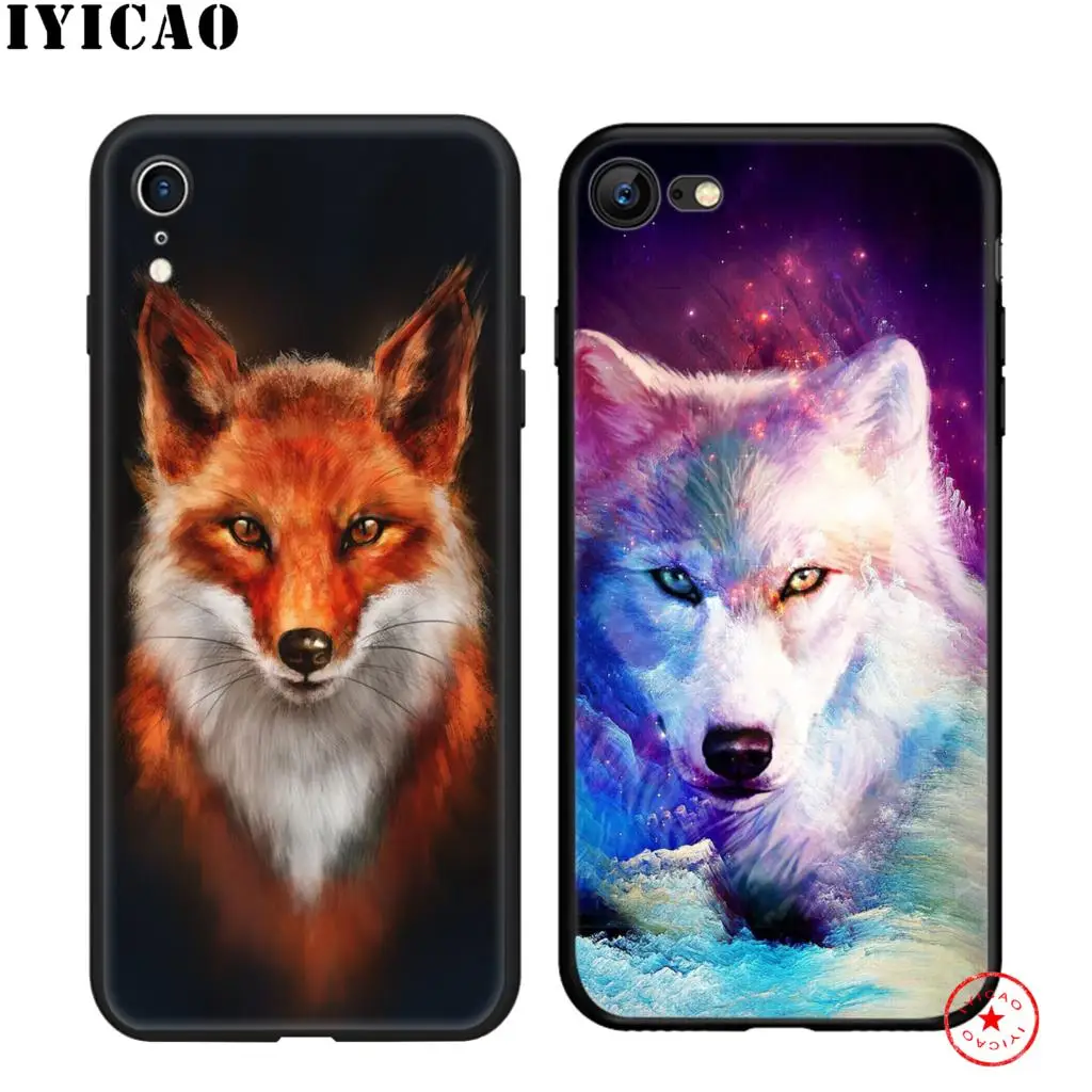 IYICAO милый мягкий черный силиконовый чехол с изображением лисы для iPhone 11 Pro Xr Xs Max X